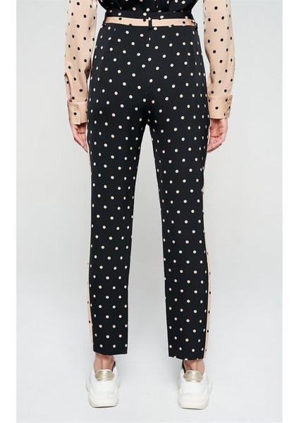Sport Renk Bloklu Puantiye Desenli Yüksek Bel Pantolon indirimleri