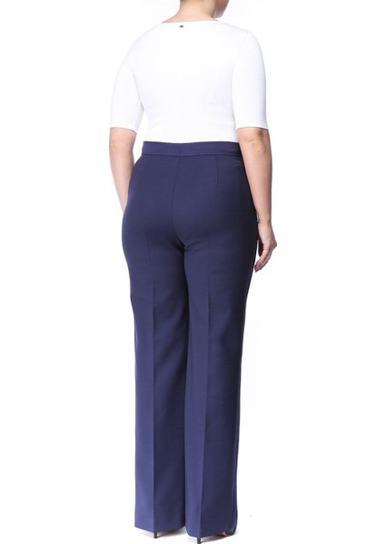 Cepli Boru Paça Lacivert Yün Pantolon modelleri