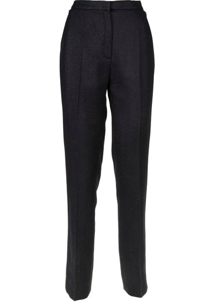 Yüksek Bel Simli Dar Paça Siyah Yün Pantolon indirimleri