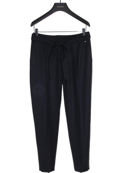 Kuşaklı Dar Paça Dökümlü Yün ve Kaşmir Pantolon