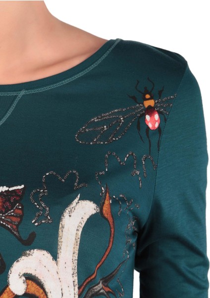 Sport Yuvarlak Yaka Uzun Kol Desenli T-Shirt fiyatları