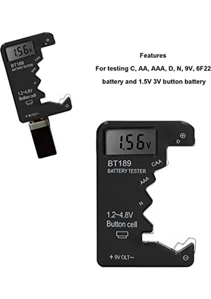 4 Adet Aa 9V Pil Için Pil Test Cihazı, Ev Pilleri Için Siyah (Yurt Dışından) fiyatları