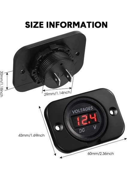 2 Adet LED Dijital Ekranlı ve Montaj Plakalı Araç Voltmetresi (Yurt Dışından) fiyatları