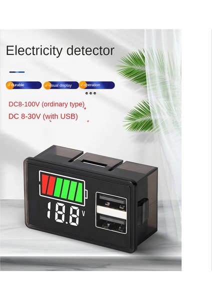 Pil Şarj Seviyesi Göstergesi, Usb+Type-C Dc 8-30V (Yurt Dışından)