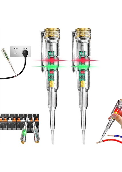 2 Adet 24-250V Elektrikçi Devre Test Kalemi, Elektrik Test Kalemi (Yurt Dışından)