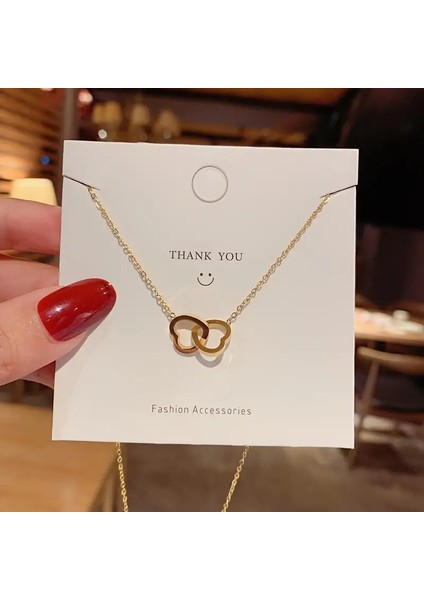 Paslanmaz Çelik Iç Içe Kalp Gold