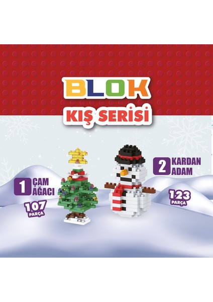 Blok Yılbaşı Serisi - Kardan Adam ve Yılbaşı Ağacı