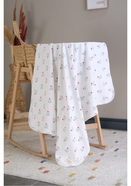 Çift Taraflı Interlok Bebek Battaniyesi %100 Pamuk 100 x 85 cm ( Kırmızı Kalp ) modelleri