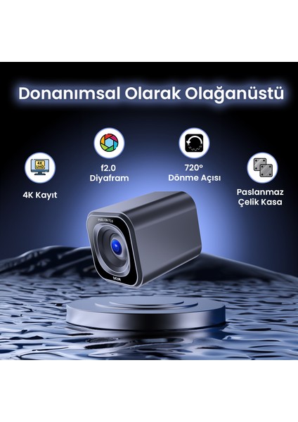 M2 4K 12MP F2.0 Adaptif Parlaklık Cmos Sensör Metal Kasa 70° Lens Açısı Webcam Kamerası Gümüş indirimleri