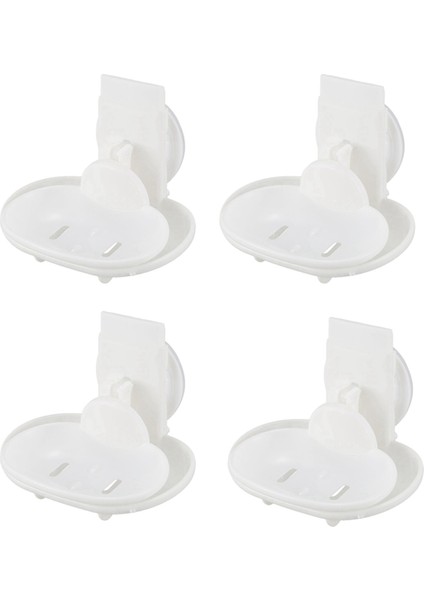 4x Çift Sabunluk Duş Banyo Için Güçlü Emiş Sabunluk Bardak Tepsisi (Beyaz) (Yurt Dışından)