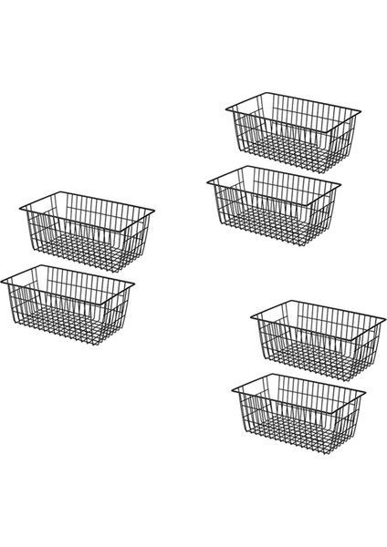 2'li Paket Tel Saklama Sepetleri, Çiftlik Evi Metal Tel Sepet (Siyah) (Yurt Dışından)