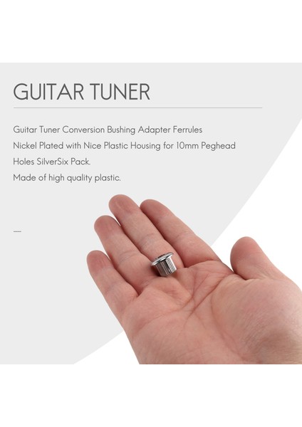 Gitar Tuner Dönüşüm Burçlar Adaptör Yüksükler Nikel Kaplama 10MM Peghead Delikler Için Güzel Plastik Kabuk ile Gümüş (Yurt Dışından)