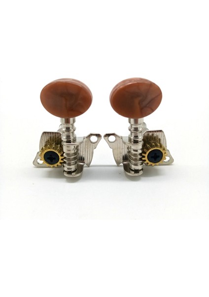 2R2L Metal Ukulele Kilitleme Dize Tuner Gitar Tuning Peg Makine Kafası Kahverengi Kafa Mandal ile Ukulele Gitar Parçası (Yurt Dışından)