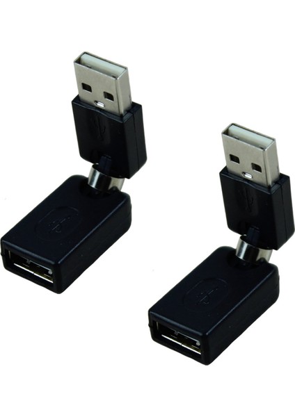 2x Siyah USB 2.0 Erkek - USB Dişi 360 Derece Dönüş Açısı Uzatma Adaptörü (Yurt Dışından)