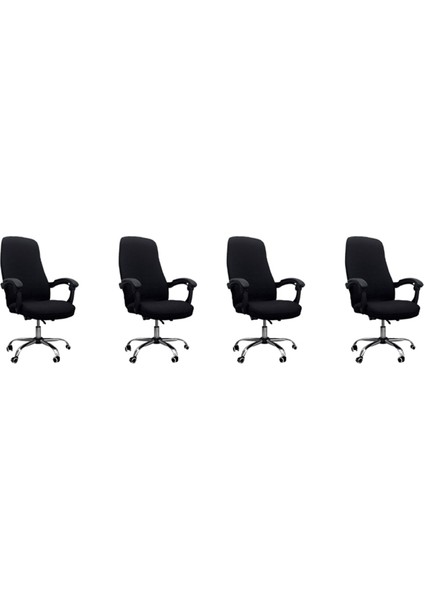 4x Ofis Koltuğu Kapağı Elastik Siyam Ofis Koltuğu Kapağı Döner Sandalye Bilgisayar Koltuğu Koruyucu Kapak (Siyah) (Yurt Dışından)