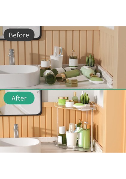 2 Katlı Akrilik Banyo Tezgahı Düzenleyici, Tezgah Üstü, Vanity Ays (Yurt Dışından) modelleri