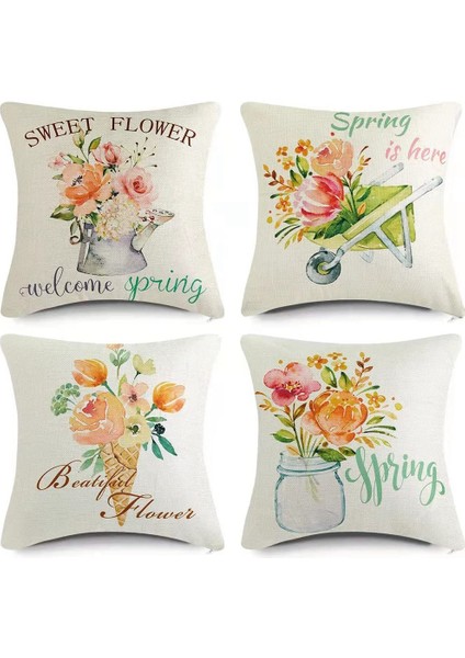 Yaylı Yastık Kılıfı 18X18 Inç Kanepe Için 4'lü Atma Yastık Seti (Yurt Dışından)
