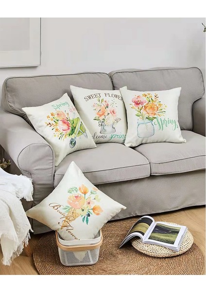 Yaylı Yastık Kılıfı 18X18 Inç Kanepe Için 4'lü Atma Yastık Seti (Yurt Dışından) fırsatları