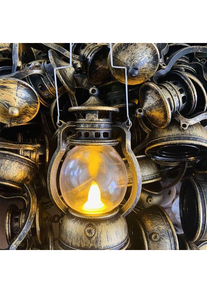 12 Parça Mini Fener Dekoratif LED Mumlu Vintage Siyah (Yurt Dışından)