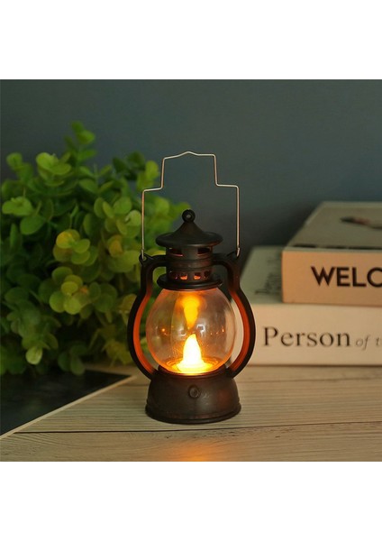 12 Parça Mini Fener Dekoratif LED Mumlu Vintage Siyah (Yurt Dışından)