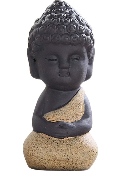 Seramik Buda Heykeli Meditasyon Heykeli, Çay Tepsisi Için Pet-Sarı (Yurt Dışından)