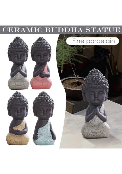 Seramik Buda Heykeli Meditasyon Heykeli, Çay Tepsisi Için Pet-Sarı (Yurt Dışından)