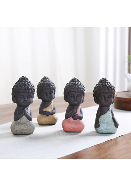 Seramik Buda Heykeli Meditasyon Heykeli, Çay Tepsisi Için Pet-Sarı (Yurt Dışından)