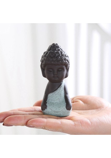 Seramik Buda Heykeli Meditasyon Heykeli, Çay Tepsisi Için Pet-Sarı (Yurt Dışından)