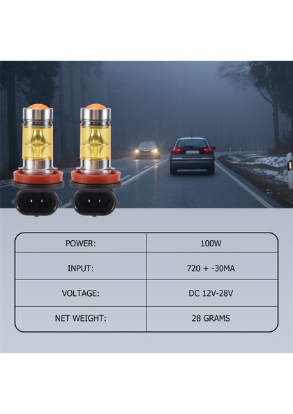x Yüksek Güçlü LED Işıklar 100W H11 Sarı Sis Farı 20LED Işık (Yurt Dışından)