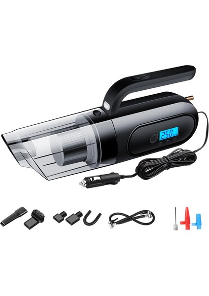 4'ü 1 Arada 250W 25000PA LED Işıklı El Süpürgesi Güçlü Elektrikli Süpürge Oto Araba Için Islak ve Kuru Kullanım Ev-Siyah (Yurt Dışından)