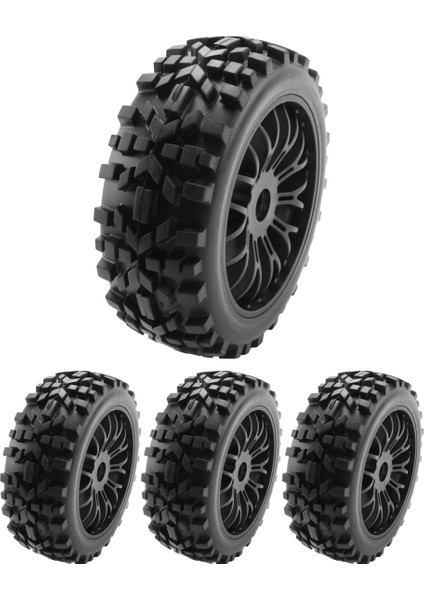 4 Adet Rc Buggy Tekerlekler ve Lastikler, Altıgen 17MM Jantlar 1/8 Ölçekli (Yurt Dışından)