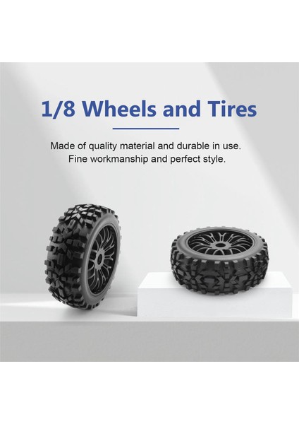 4 Adet Rc Buggy Tekerlekler ve Lastikler, Altıgen 17MM Jantlar 1/8 Ölçekli (Yurt Dışından)