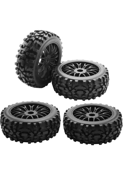 4 Adet Rc Buggy Tekerlekler ve Lastikler, Altıgen 17MM Jantlar 1/8 Ölçekli (Yurt Dışından)