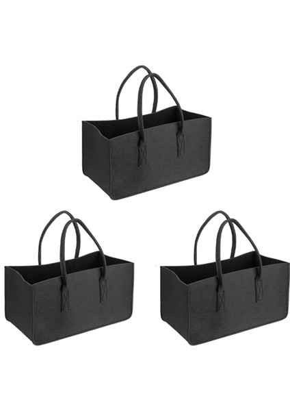 Şömine Ahşap Keçe Saklama Çantası Sepeti Dergi Rafı Cep, Siyah (Yurt Dışından)