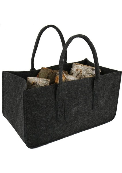 Şömine Ahşap Keçe Saklama Çantası Sepeti Dergi Rafı Cep, Siyah (Yurt Dışından) fiyatları