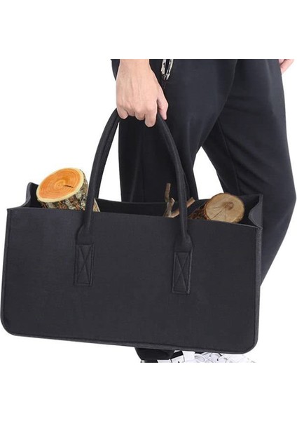 Şömine Ahşap Keçe Saklama Çantası Sepeti Dergi Rafı Cep, Siyah (Yurt Dışından) modelleri