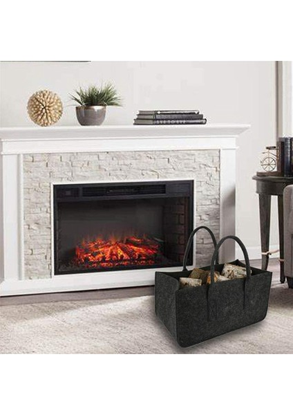 Şömine Ahşap Keçe Saklama Çantası Sepeti Dergi Rafı Cep, Siyah (Yurt Dışından) indirimleri