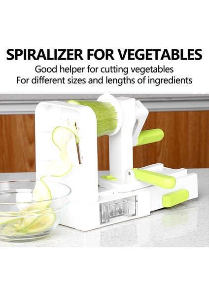 4 Bıçaklı Sebze Spiralizatörü Katlanır Sebzeli Makarna ve Spagetti Patates Sebze Spiral Kesici Kabak Dilimleme (Yurt Dışından)