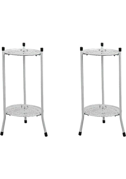 2x Iki Katmanlı Zarif Metal Bitki Stand Rafı Saksı Bitki Tutucu Modern Uzun Bitki Pot Kapalı Açık Dekor Için Standları A (Yurt Dışından)