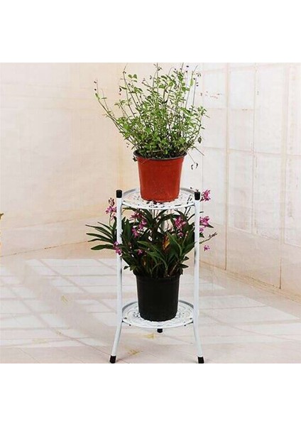 2x Iki Katmanlı Zarif Metal Bitki Stand Rafı Saksı Bitki Tutucu Modern Uzun Bitki Pot Kapalı Açık Dekor Için Standları A (Yurt Dışından) modelleri