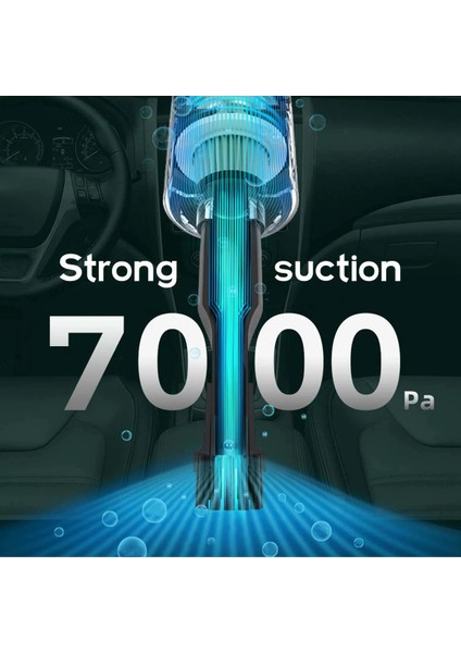 120W 7000PA Kablolu Fiş Araba Elektrikli Süpürge El Otomatik Vakum Ev ve Araba Çift Kullanımlı Mini Elektrikli Süpürge Beyaz (Yurt Dışından)