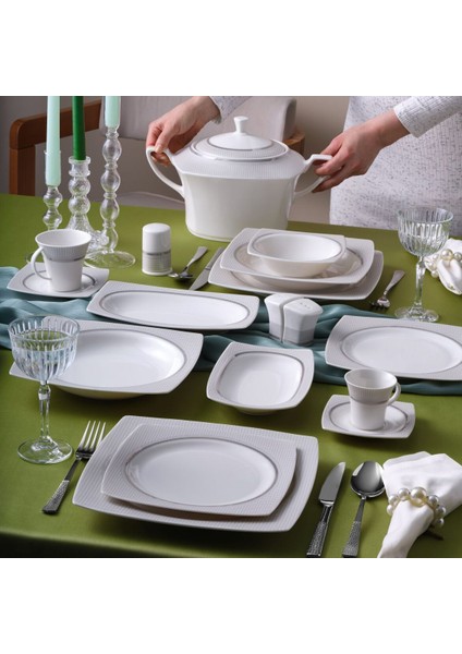 Caroline 12 Kişilik 85 Parça Kare Yemek Takımı 6565