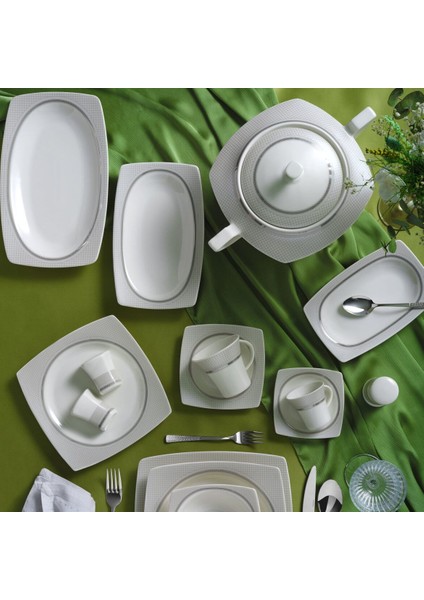 Caroline 12 Kişilik 85 Parça Kare Yemek Takımı 6565 fiyatları