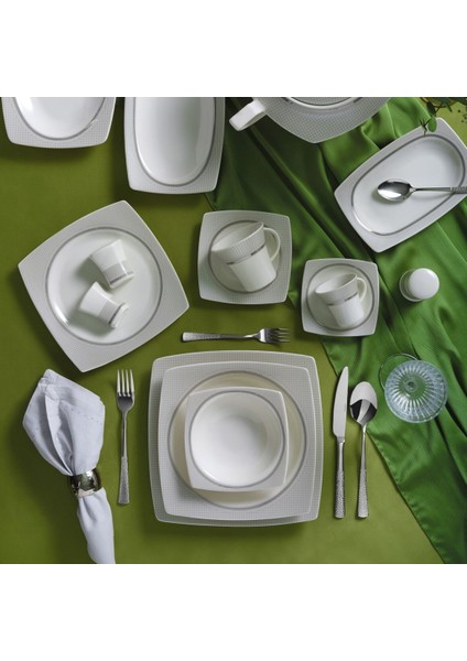 Caroline 12 Kişilik 85 Parça Kare Yemek Takımı 6565 modelleri