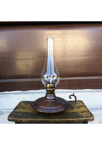 Bakır Gaz Lambası Eskitme Büyük Boy El Yapımı Bakır Kandil