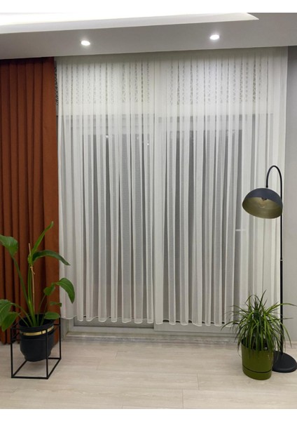 Modern Dokulu Petekli Ekru Renkli 1/3 Sık Pileli Tül Perde fırsatları