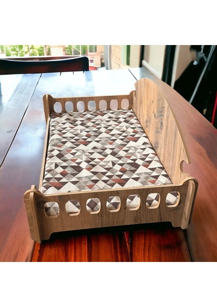 ED PET DİZAYN Pd Taht Kedi Köpek Yatağı Ergonomik 40*70 Cm Çam Renk ,yıkanabilir Duck Kumaş Minderi Ile Beraber