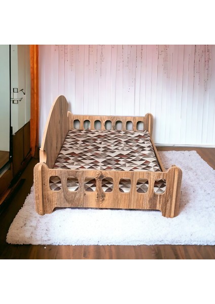 ED PET DİZAYN Pd Taht Kedi Köpek Yatağı Ergonomik 40*70 Cm Çam Renk ,yıkanabilir Duck Kumaş Minderi Ile Beraber