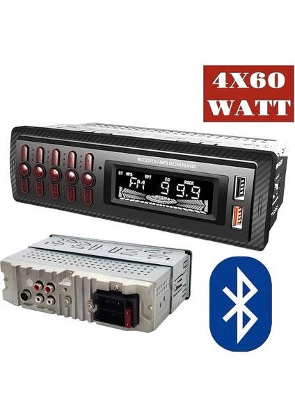 Hızlı Şarj Çift USB Bluetooth’lu Araba Radyo Çift Amfi Çıkışlı 4X60 Watt 63 Max Ses Uyumlu