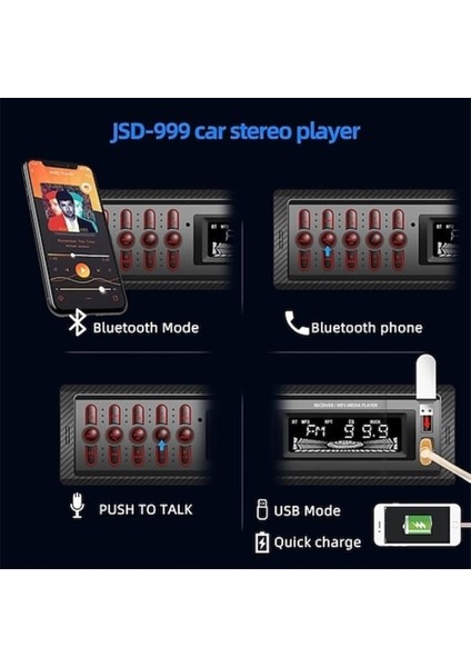 Hızlı Şarj Çift USB Bluetooth’lu Araba Radyo Çift Amfi Çıkışlı 4X60 Watt 63 Max Ses Uyumlu fiyatları